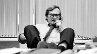 Seymour Hersh at the Washington bureau of The New York Times in 1975, from