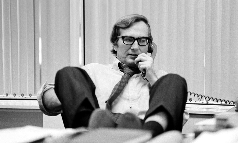 Seymour Hersh at the Washington bureau of The New York Times in 1975, from
