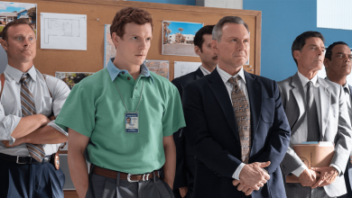 (L-R) Patrick Gibson as Dexter Morgan and Christian Slater as Harry Morgan in