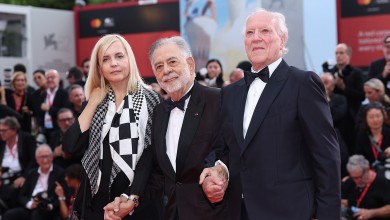 Lena Herzog, Francis Ford Coppola and Werner Herzog attend the La Grazia red carpet during the 82nd Venice International Film Festival on August 27, 2025 in Venice, Italy.