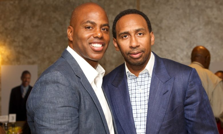 Kevin Frazier and Stephen A. Smith attend the Champions For Choice In Education pre-ESPY Awards event in Los Angeles on July 15, 2014.
