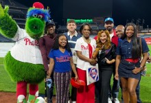 Quinta Brunson and fellow Abbot Elementary teachers at Citizens Bank Park on August 28, 2025 for a live event shoot for ABC series.