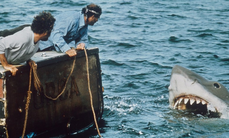 Jaws, from left: Richard Dreyfuss, Robert Shaw, 1975