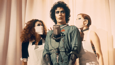 Tim Curry, center, stars in ‘The Rocky Horror Picture Show’ opposite Nell Campbell and Patricia Quinn.