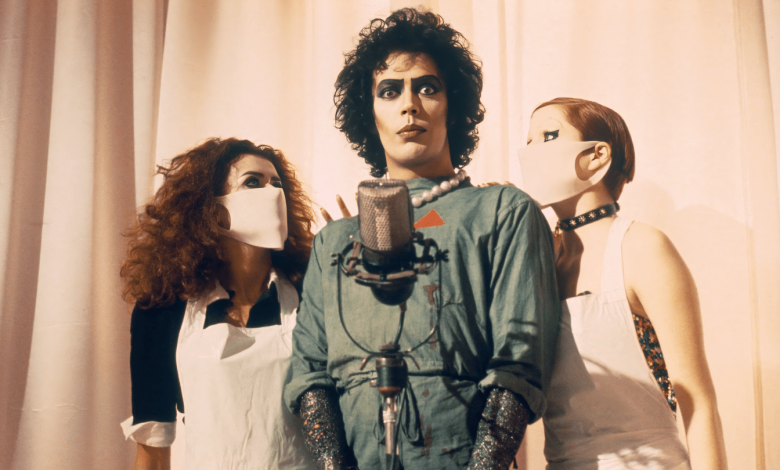 Tim Curry, center, stars in ‘The Rocky Horror Picture Show’ opposite Nell Campbell and Patricia Quinn.