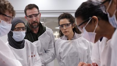From left: Gerran Howell, Amielynn Abellera, Noah Wyle, Sepideh Moafi and Supriya Ganesh in