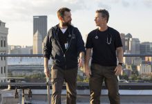 From left: Shawn Hatosy; Noah Wyle and Hatosy as Drs. Michael Robby Robinavitch and Jack Abbot in The Pitt.