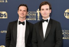 (L-R) Trevor White and Tim White attend the 28th Annual Screen Actors Guild Awards at Barker Hangar on February 27, 2022 in Santa Monica, California.