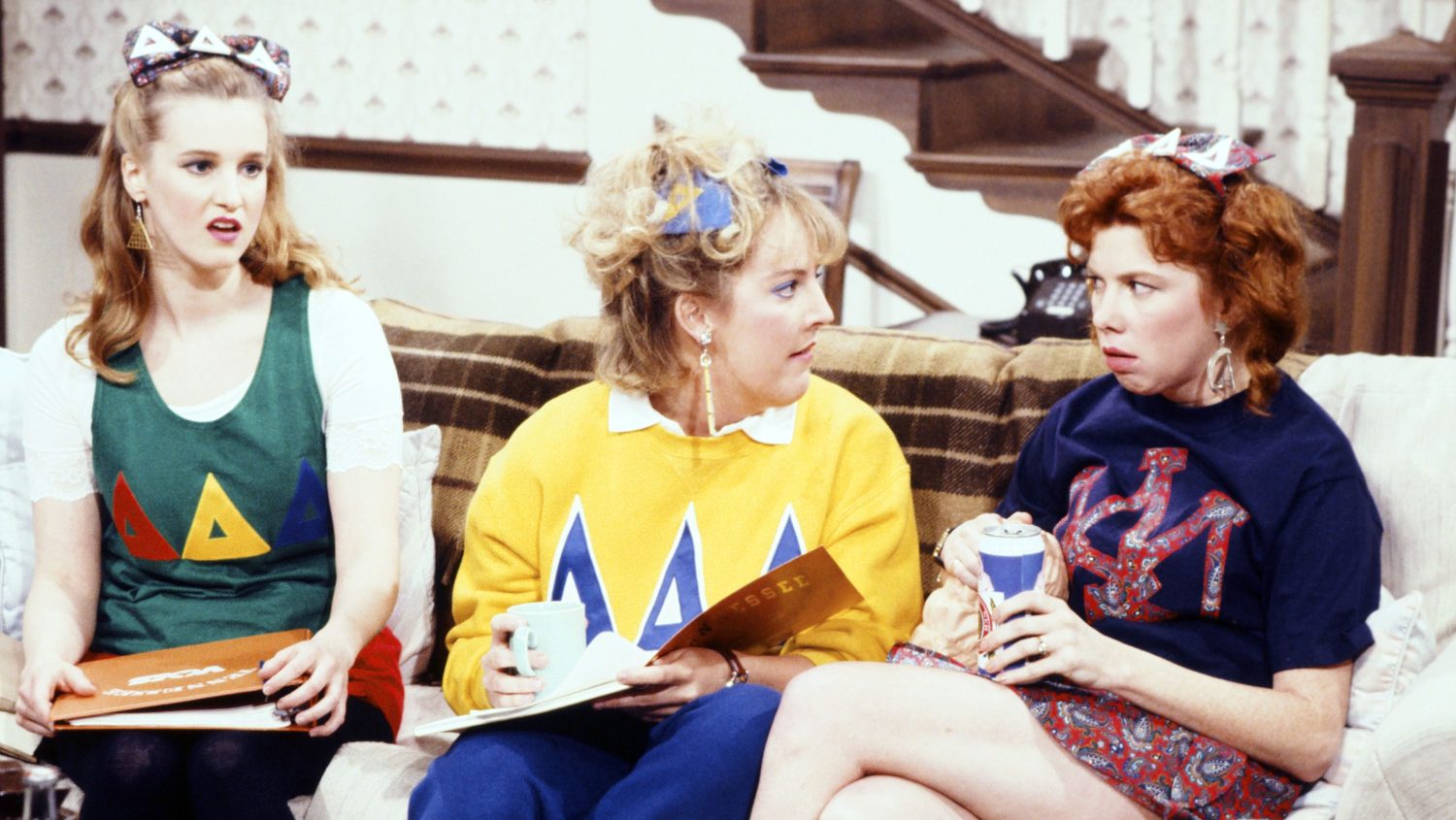 Beht Cahill as Pam, Melanie Hutsell as Di, Siobhan Fallon as Meg during the 'Delta Delta Delta' skit on SNL