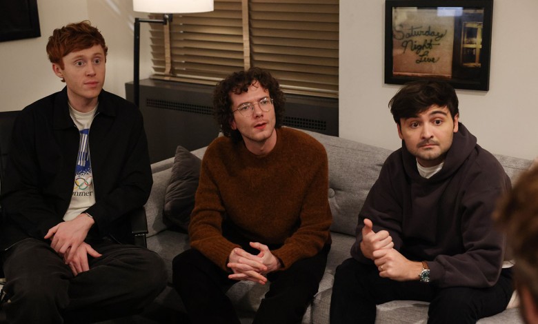 Saturday Night Live - Season 50 (l-r) Ben Marshall, Martin Herlihy, and John Higgins