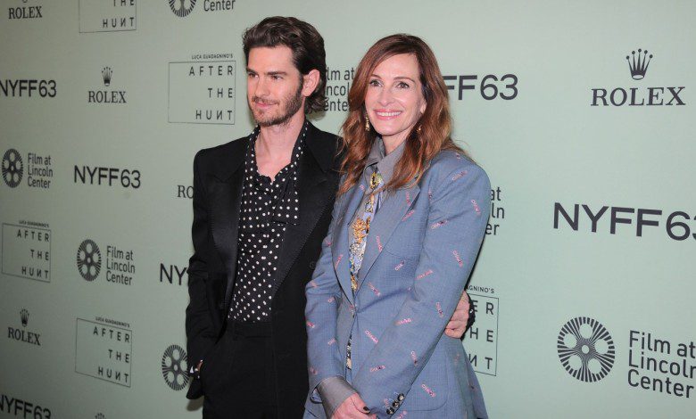 Andrew Garfield and Julia Roberts attend the 63rd New York Film Festival