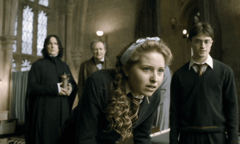 Alan Rickman, Jim Broadbent, Jessie Cave and Daniel Radcliffe in