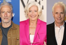 Jon Stewart, Emma Thompson and Christopher Guest