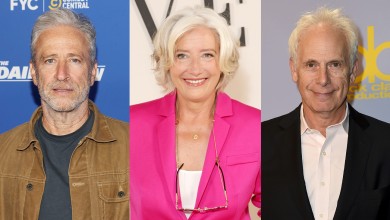Jon Stewart, Emma Thompson and Christopher Guest