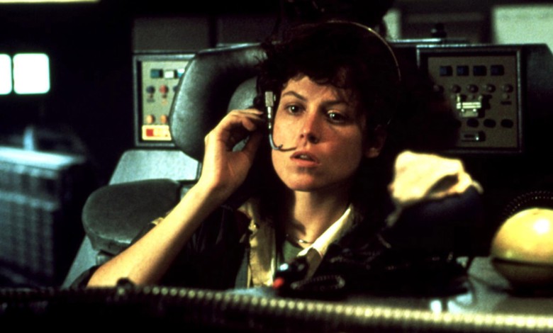 Alien, Sigourney Weaver, 1979, piloting the spaceship