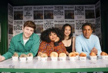 The Paper, Pictured: (l-r) Alex Edelman, Gbemisola Ikumelo, Ramona Young, Oscar Nuñez