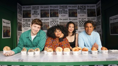 The Paper, Pictured: (l-r) Alex Edelman, Gbemisola Ikumelo, Ramona Young, Oscar Nuñez
