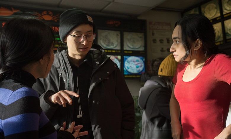 (L to R) Director Bing Liu and actor Sebiye Behtiyar on the set of Preparation for the Next Life