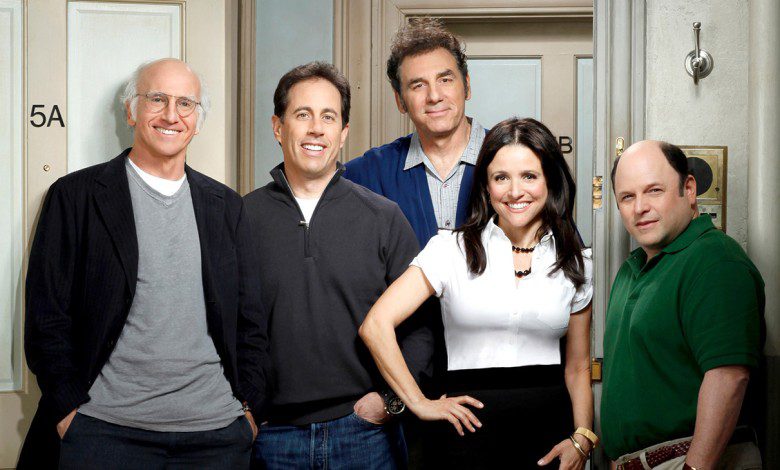 Curb Your Enthusiasm, (from left) Larry David, Jerry Seinfeld, Michael Richards, Julia Louis-Dreyfus, Jason Alexander, (Season 7), 2000