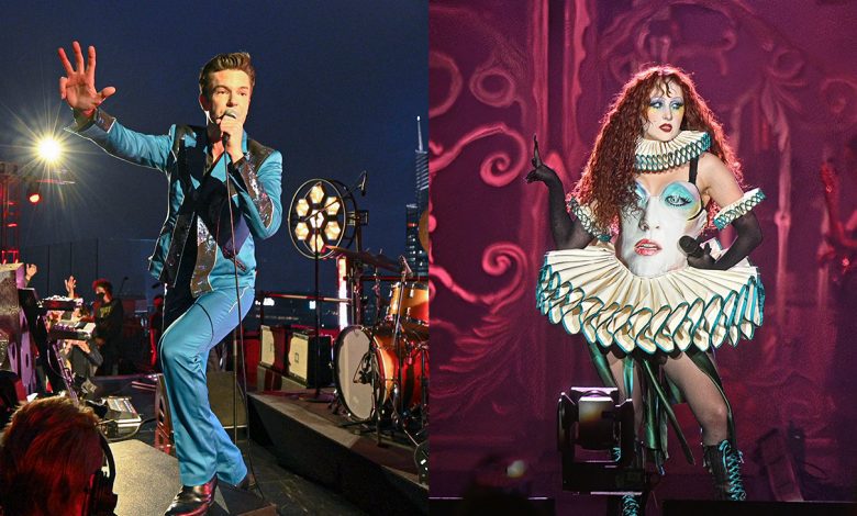 The Killers performing on stage; Chappell Roan performing on stage.