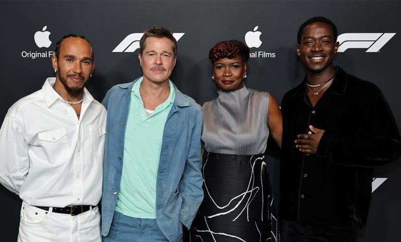 Lewis Hamilton, Brad Pitt, Sarah Niles, and Damson Idris