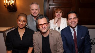 (L-R) TCM Hosts Jacqueline Stewart, Eddie Muller, Ben Mankiewicz, Alicia Malone and Dave Karger attend the Closing Night Party during the 2025 TCM Classic Film Festival at The Hollywood Roosevelt on April 27, 2025 in Hollywood, California.