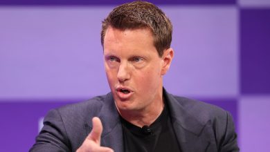 Paramount Skydance CEO David Ellison speaks during the Bloomberg Screentime conference in Los Angeles on October 9, 2025.