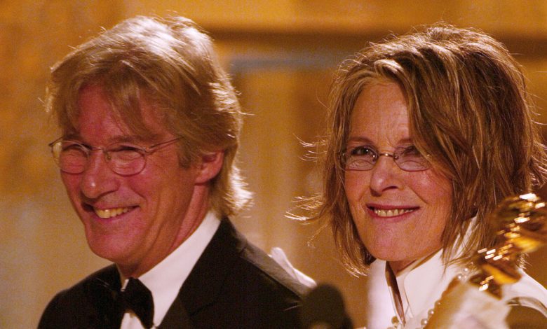 Actor Richard Gere (left) and Winner of Best Performance by an Actress in a Comedy or Musical Diane Keaton on stage at the 61st Annual Golden Globe Awards on January 25, 2004 at the Beverly Hilton Hotel, in Beverly Hills, California.