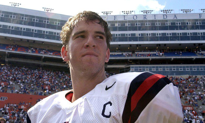 Ole Miss quarterback Eli Manning leaves The Swamp with a victory Saturday, October 4, 2003 at Ben Hill Griffin Stadium, Gainesville. Old Miss upset the Gators 20 - 17.