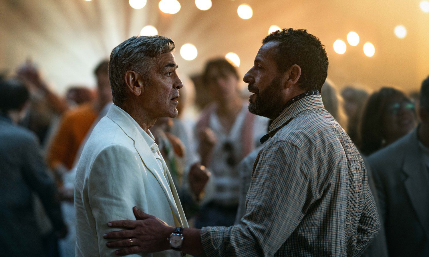 George Clooney (left) as Jay Kelly and Adam Sandler as Ron Sukenick in 'Jay Kelly.'
