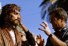 Jim Caviezel and Mel Gibson on the set of