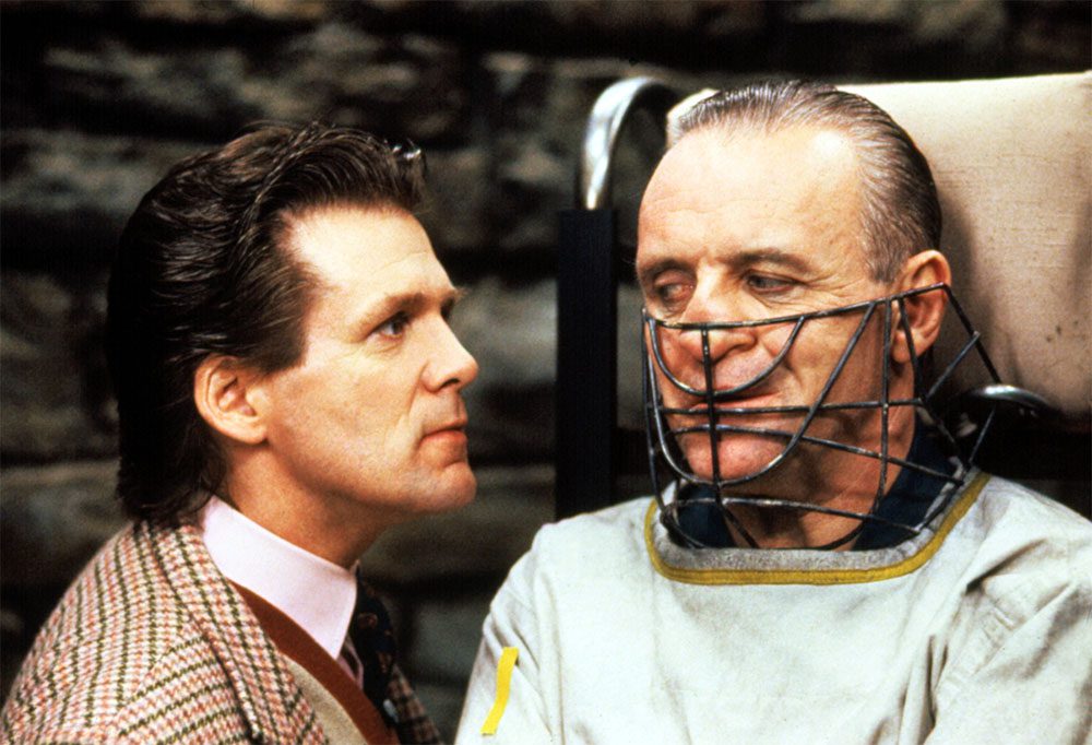 Anthony Heald and Anthony Hopkins in THE SILENCE OF THE LAMBS, 1991.