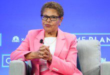 L.A. Mayor Karen Bass speaks on stage during a panel discussion as part of CNBC x Boardroom