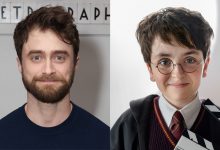Daniel Radcliffe and Dominic McLaughlin as Harry Potter