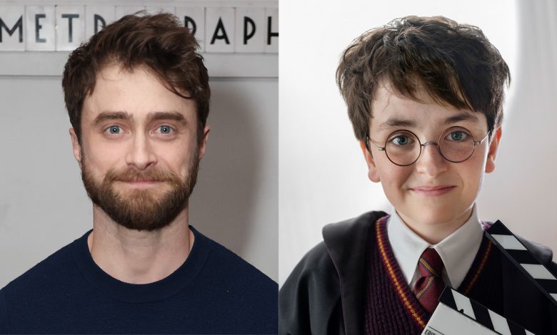 Daniel Radcliffe and Dominic McLaughlin as Harry Potter