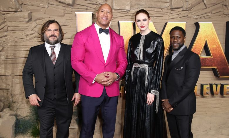 Jack Black, Dwayne Johnson, Karen Gillan and Kevin Hart attend a