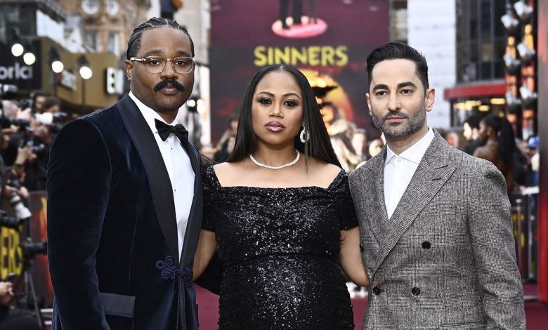 (L-R) Ryan Coogler, Zinzi Coogler and Sev Ohanian attend the european premiere of Sinners at Cineworld Leicester Square on April 14, 2025 in London, England.