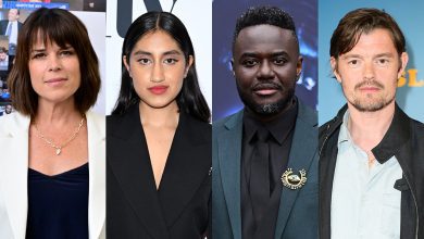 Neve Campbell, Ambika Mod, Babou Ceesay and Sam Riley