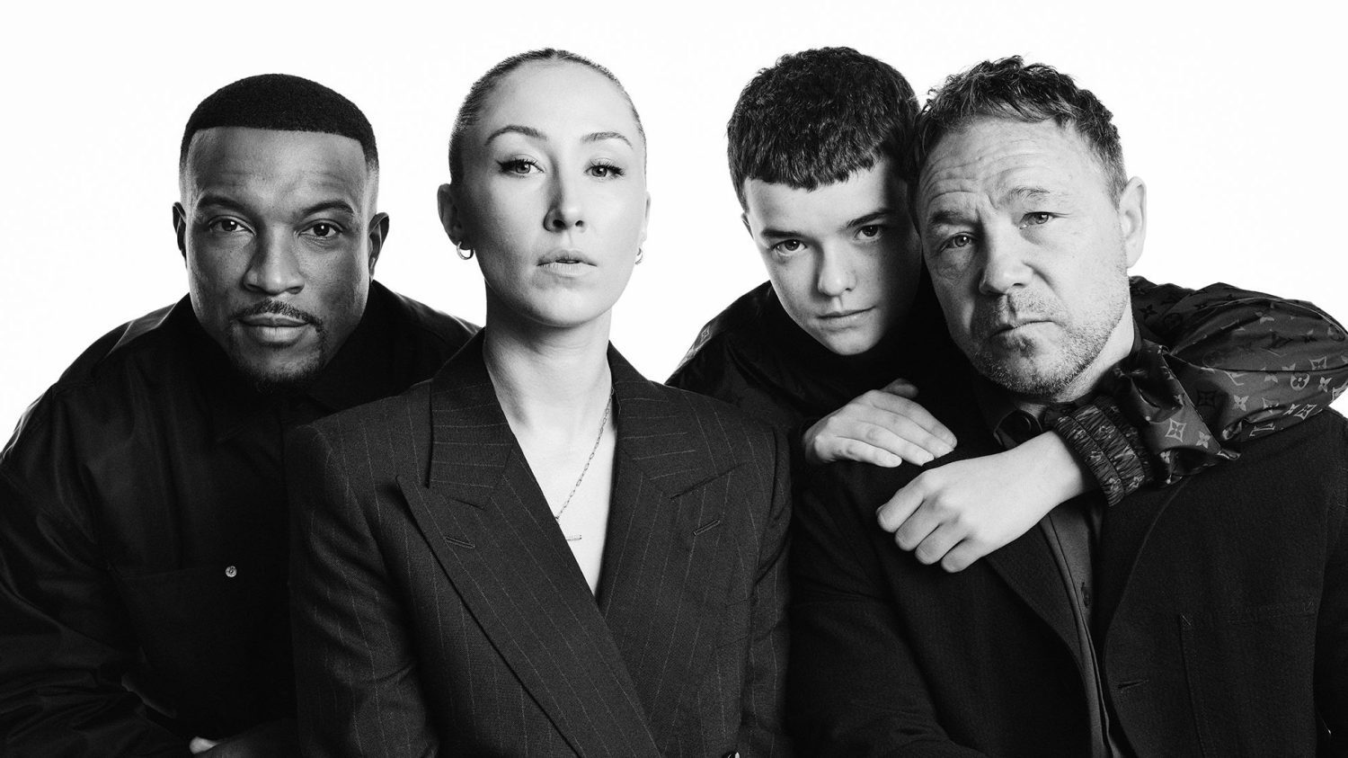 Ashley Walters, Erin Doherty, Owen Cooper and Stephen Graham were photographed April 6th by Simon Emmett.