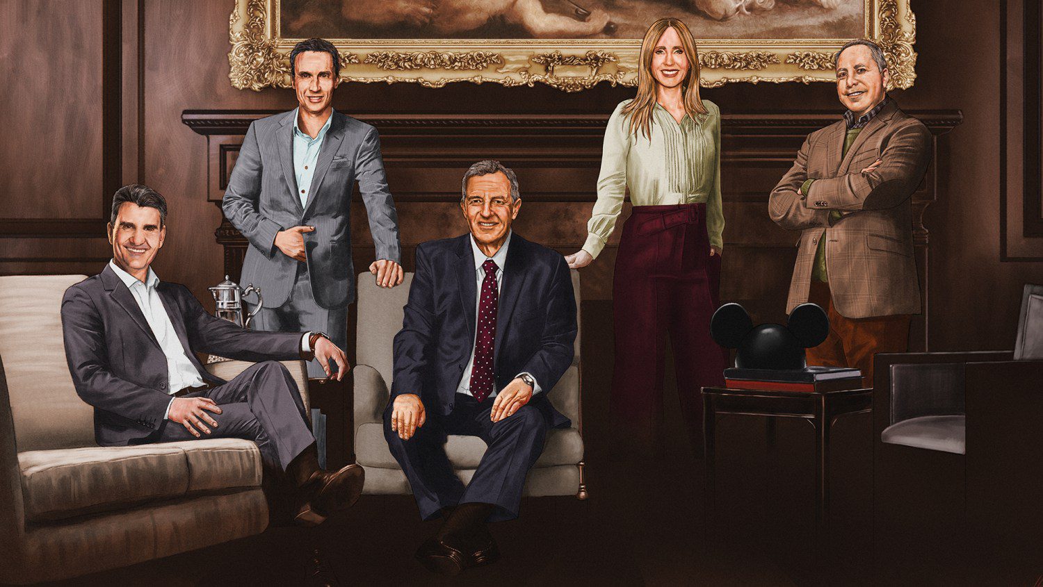 Much like in the HBO show Succession, the likeliest heir apparent to Bob Iger is an ever-changing source of intrigue. The most likely internal candidates remain, from left, Josh D’Amaro, Jimmy Pitaro, Dana Walden and Alan Bergman.