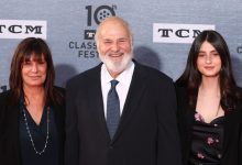 Rob Reiner (center) is flanked by wife Michele Singer (left) and daughter Romy Reiner at the 2019 TCM Classic Film Festival opening-night gala And 30th anniversary screening of