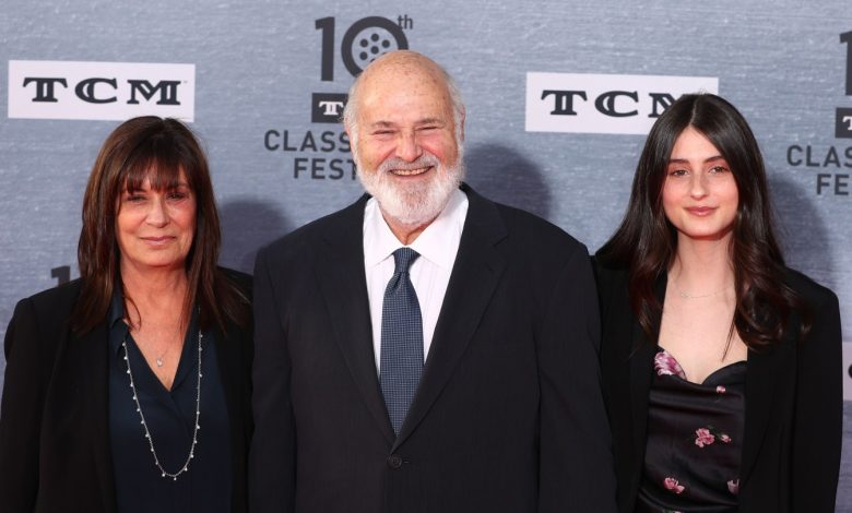 Rob Reiner (center) is flanked by wife Michele Singer (left) and daughter Romy Reiner at the 2019 TCM Classic Film Festival opening-night gala And 30th anniversary screening of