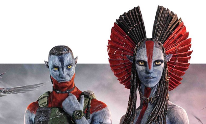 Avatar: Fire and Ash, poster in Khmer, from left: Stephen Lang as Miles Quaritch, Oona Chaplin as Varang, 2025
