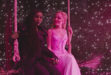 L to R: Cynthia Erivo is Elphaba and Ariana Grande is Glinda in Wicked for Good