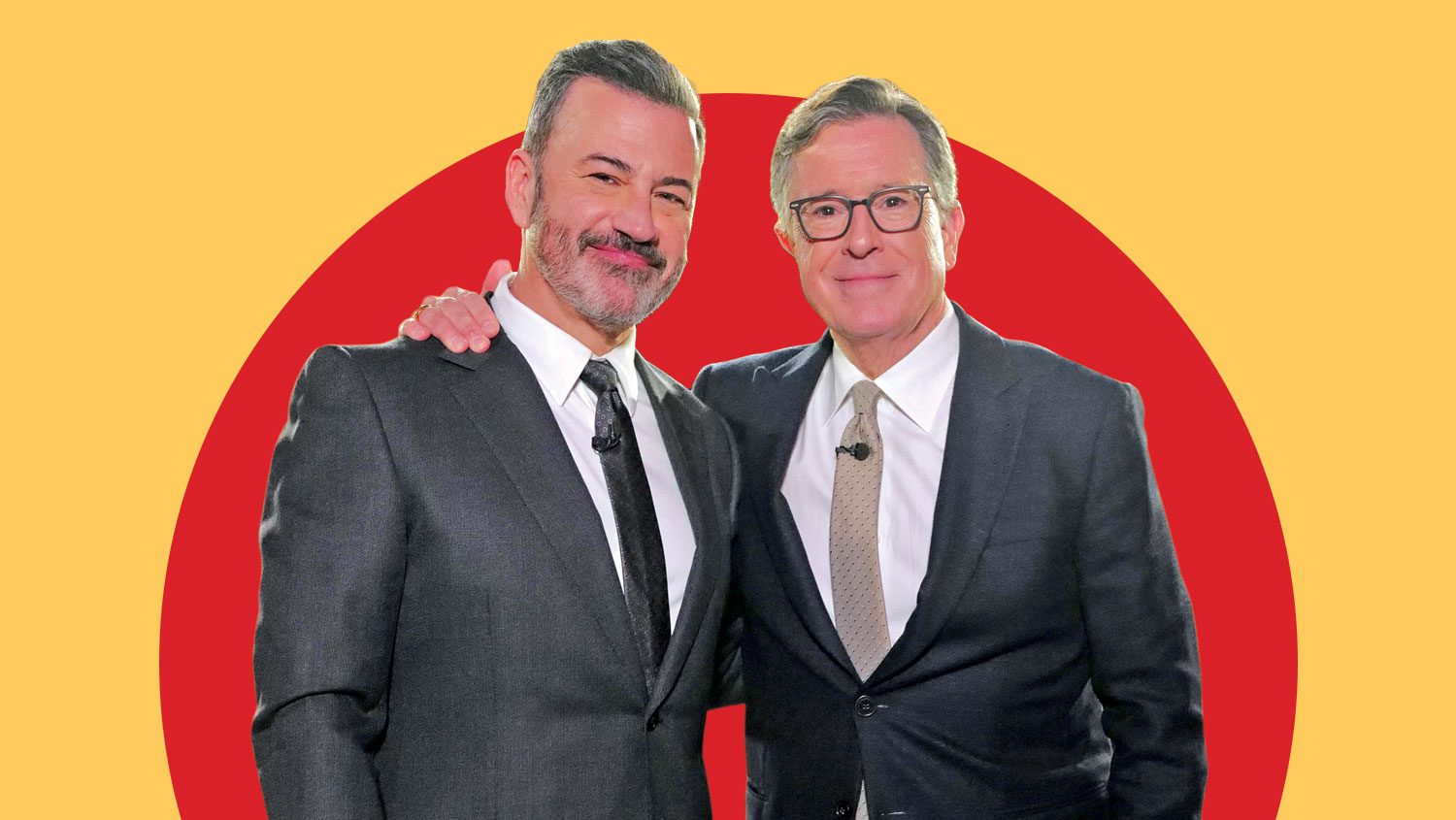 Jimmy Kimmel (left) and Stephen Colbert of late night