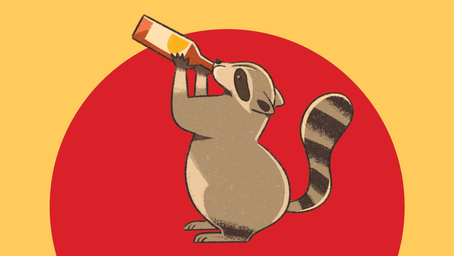 Raccoon drinking an alcoholic beverage