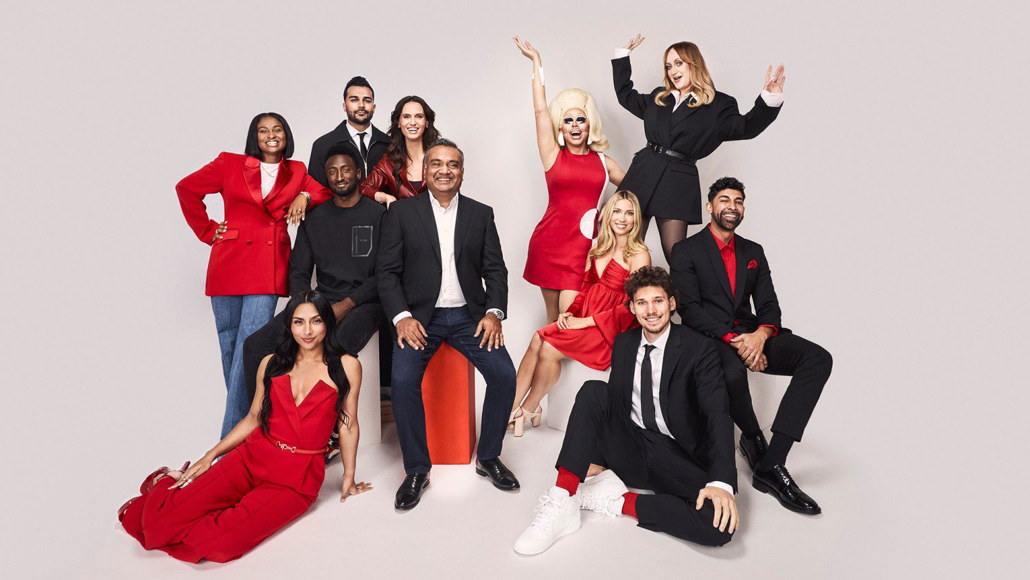 YouTube CEO Neal Mohan (center) was photographed Sept. 16 in New York City with creators (from left) Kinigra Deon, Michelle Khare, Marques Brownlee, Adam W Waheed, Cleo Abram, Trixie Mattel, Katie Feeney, Jesse Jesser Riedel, Brittany Broski and Dhar Mann.
