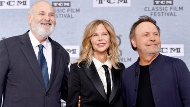 Rob Reiner, Meg Ryan and Billy Crystal attend a 30th anniversary showing of ‘When Harry Met Sally’ at the 10th TCM Classic Film Festival in Los Angeles on April 11, 2019.