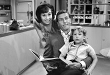 From left: Mary Tyler Moore, Dick Van Dyke and Larry Mathews on season one of The Dick Van Dyke Show.