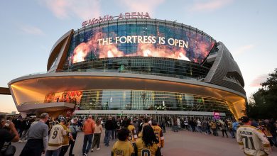 An exterior view shows T-Mobile Arena as it opens to fans before a game between the Utah Hockey Club and the Vegas Golden Knights on November 02, 2024 in Las Vegas, Nevada.